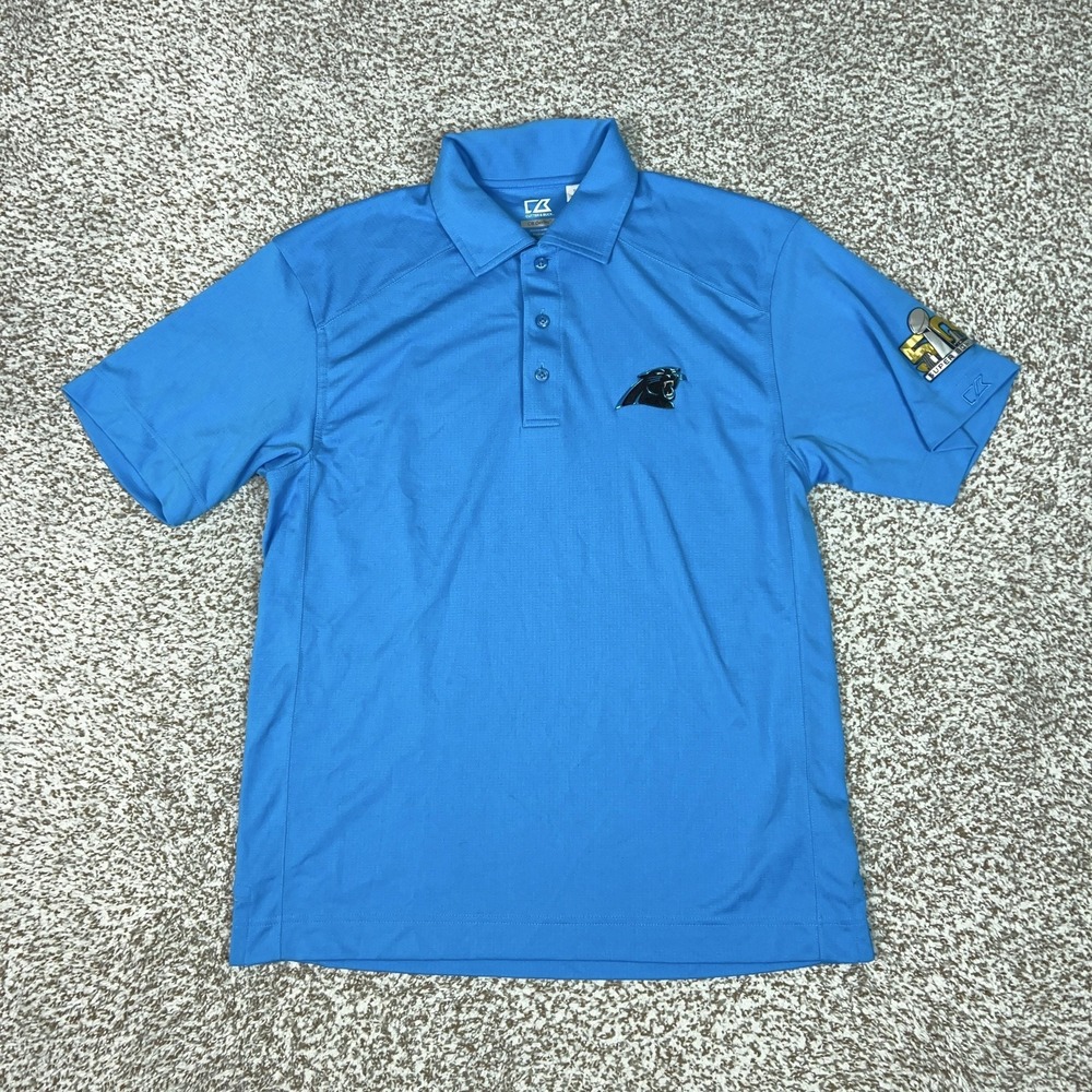 Carolina Panthers Shirt Mens Small NFL Football Cutter & Buck Polo Super Bowl 50